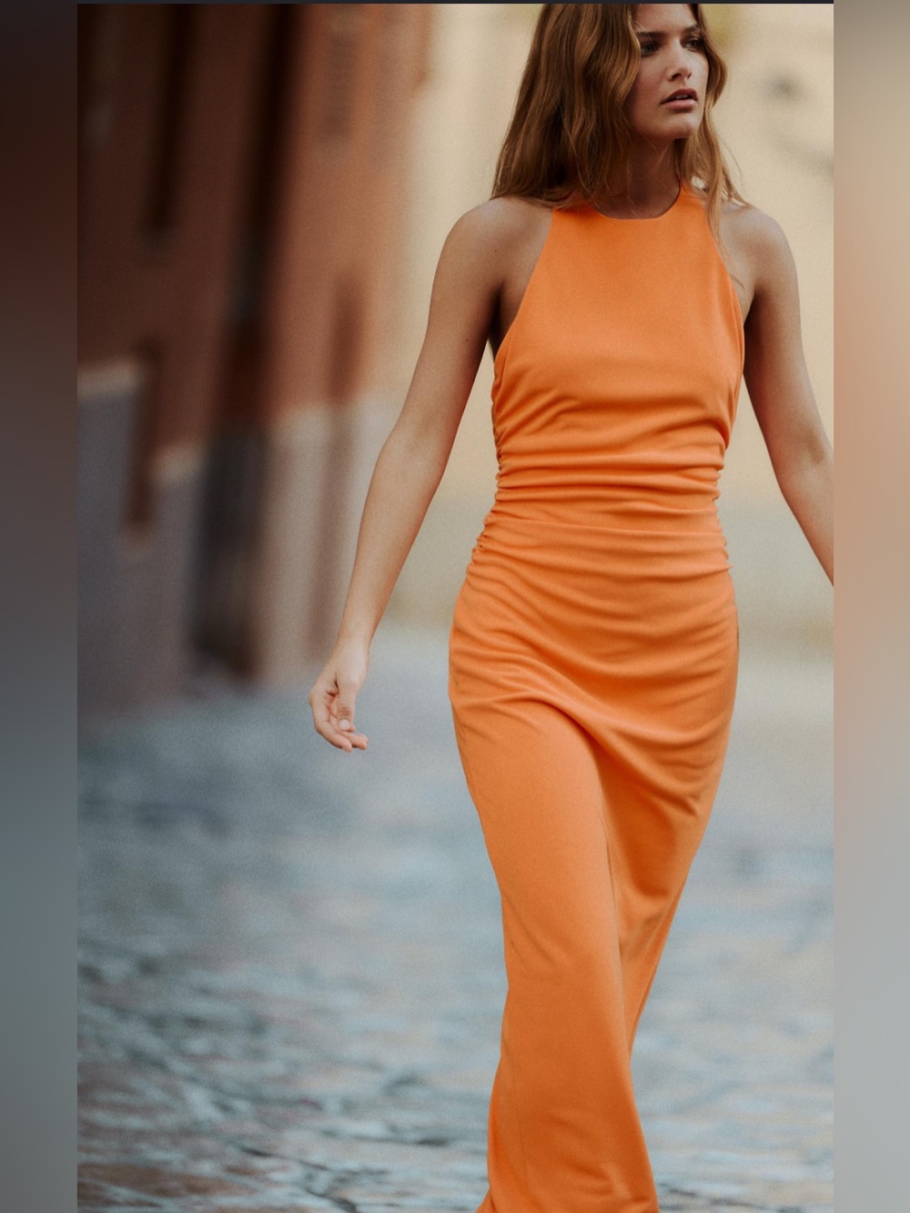 Zara Sleeveless Orange Maxi Dress